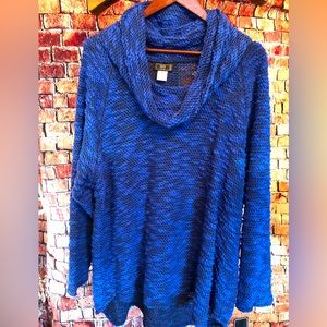 Size 3X Royal Blue sweater with oversize cowl neck.